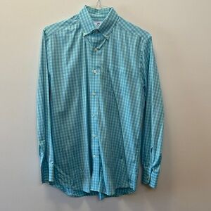 Southern Tide Aqua Checkered Button Down Shirt